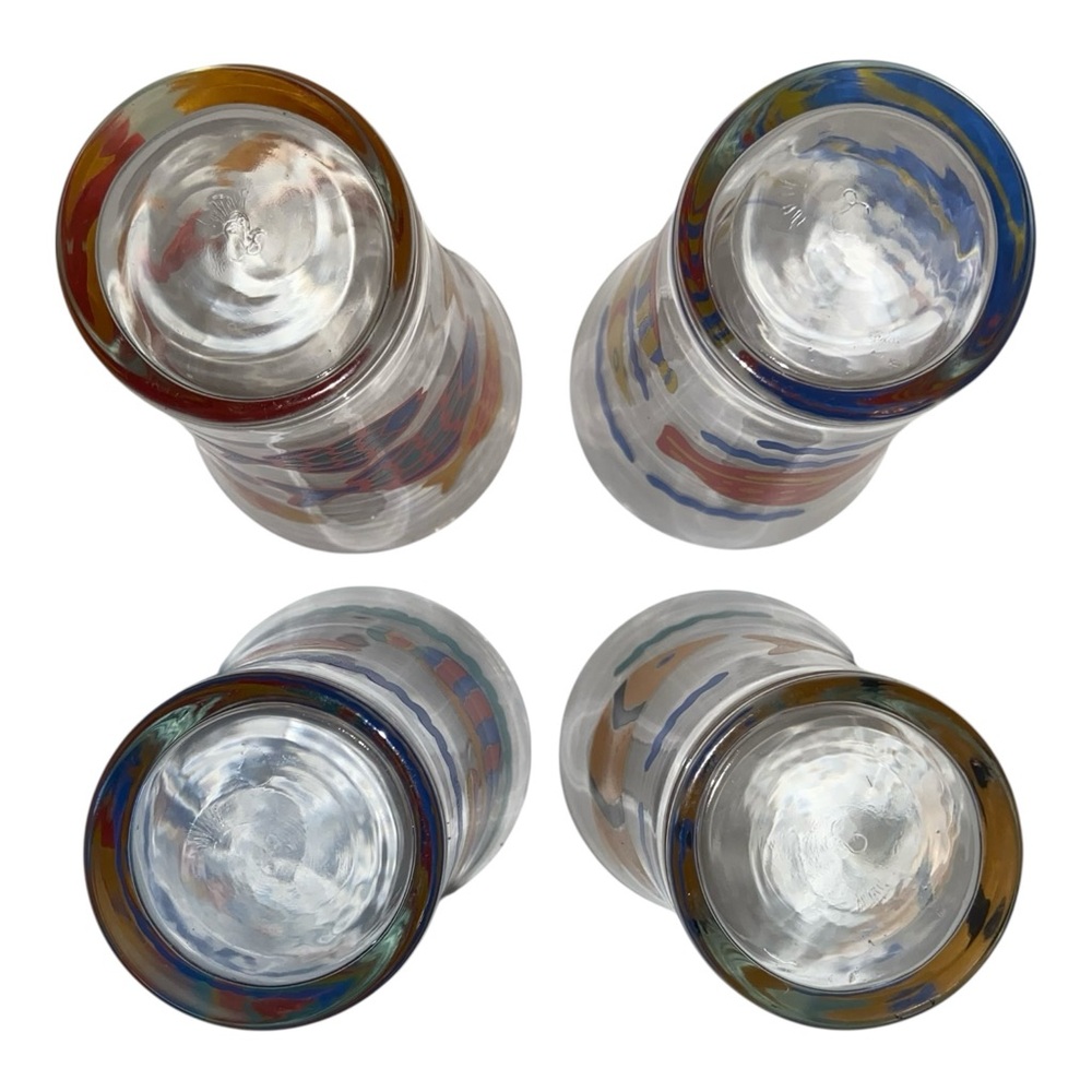 4 Vtg LIBBEY Fish Glasses Flared Rim Tumblers with Swizzle Sticks Tropical Decor - Picture 10 of 11